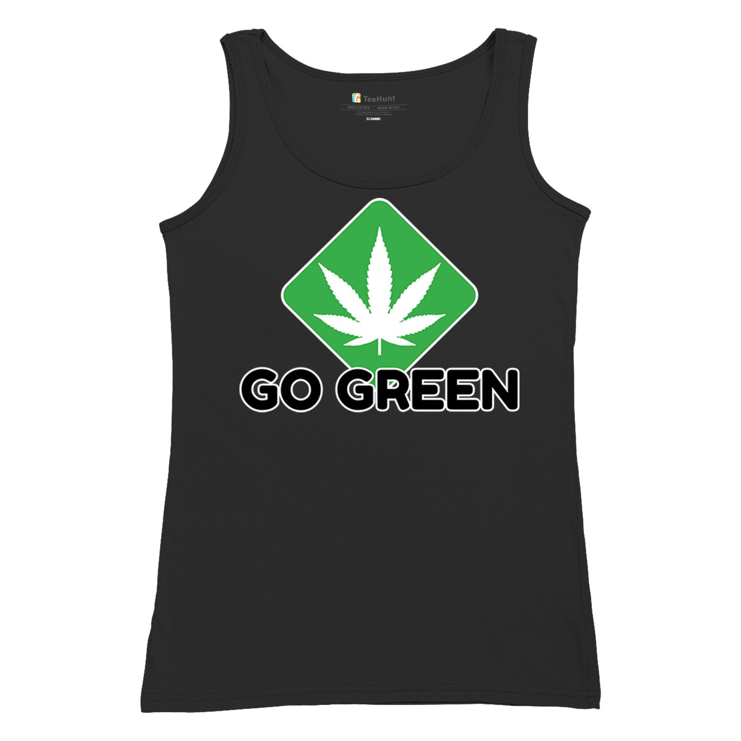 Go Green Weed Women's Tank Top Cannabis Leaf Pink Red White size S to 2XL