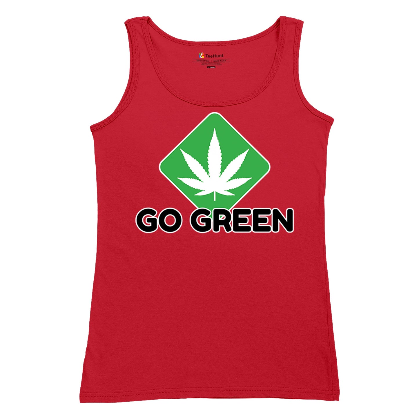 Go Green Weed Women's Tank Top Cannabis Leaf Pink Red White size S to 2XL
