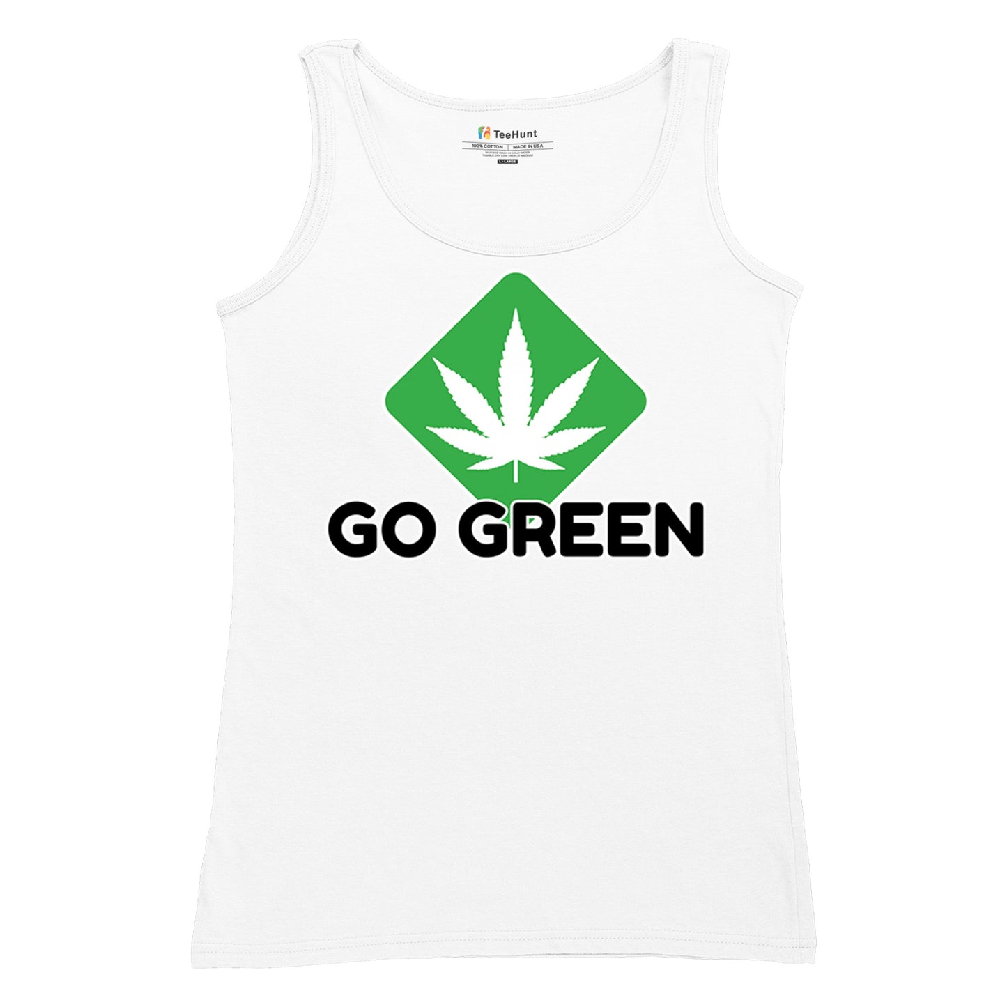 Go Green Weed Women's Tank Top Cannabis Leaf Pink Red White size S to 2XL