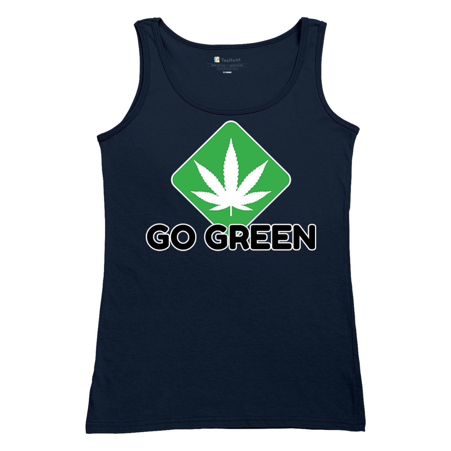 Go Green Weed Women's Tank Top Cannabis Leaf Pink Red White size S to 2XL