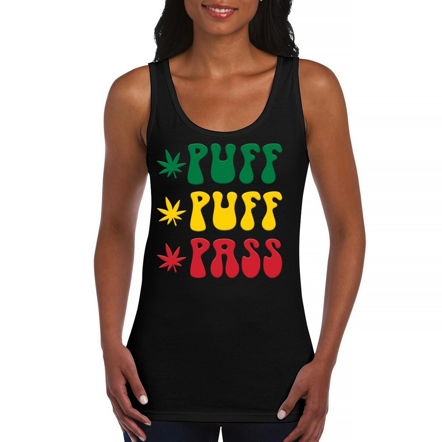 Puff Puff Pass Women's Tank Top 420 Pot Leaf 5 colors size M to 2XL