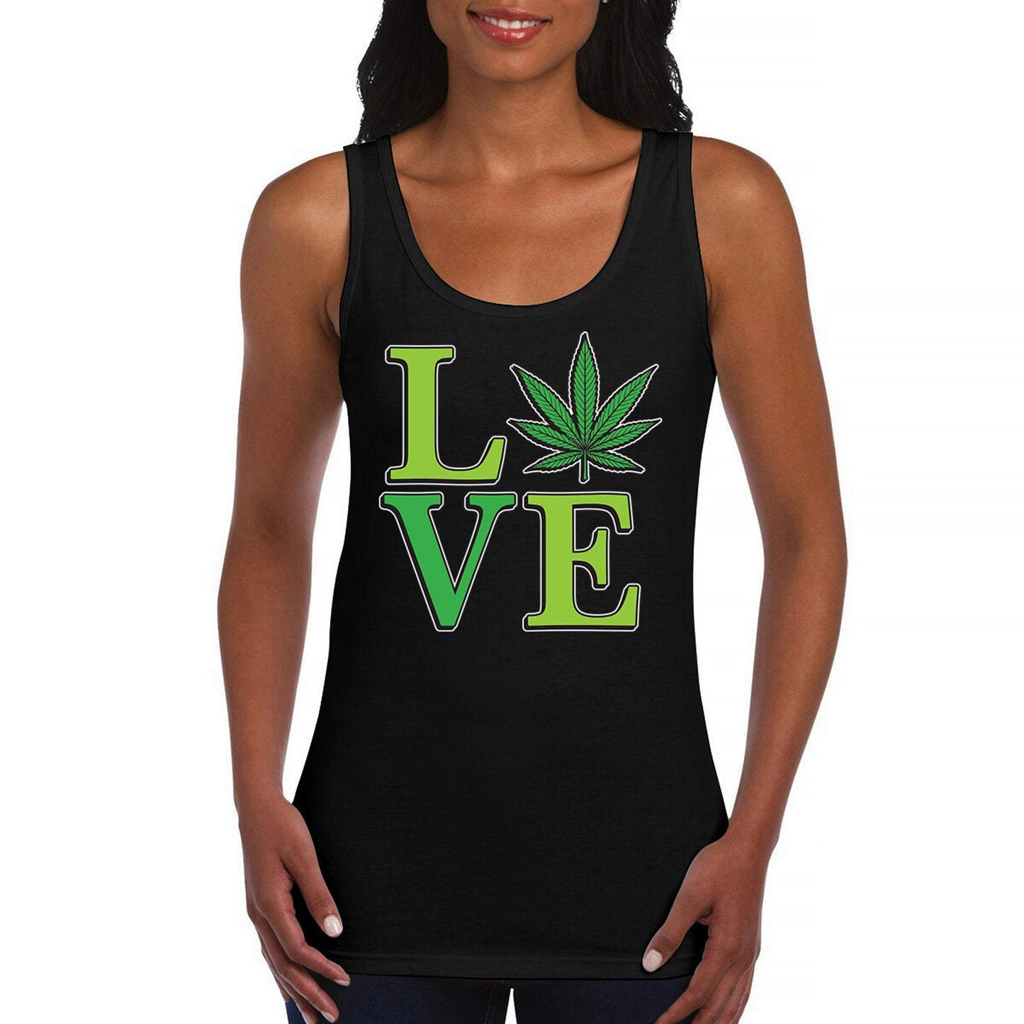 Love Weed Leaf Women's Tank Top Cannabis 420 Wordplay 5 colors size S to 2XL
