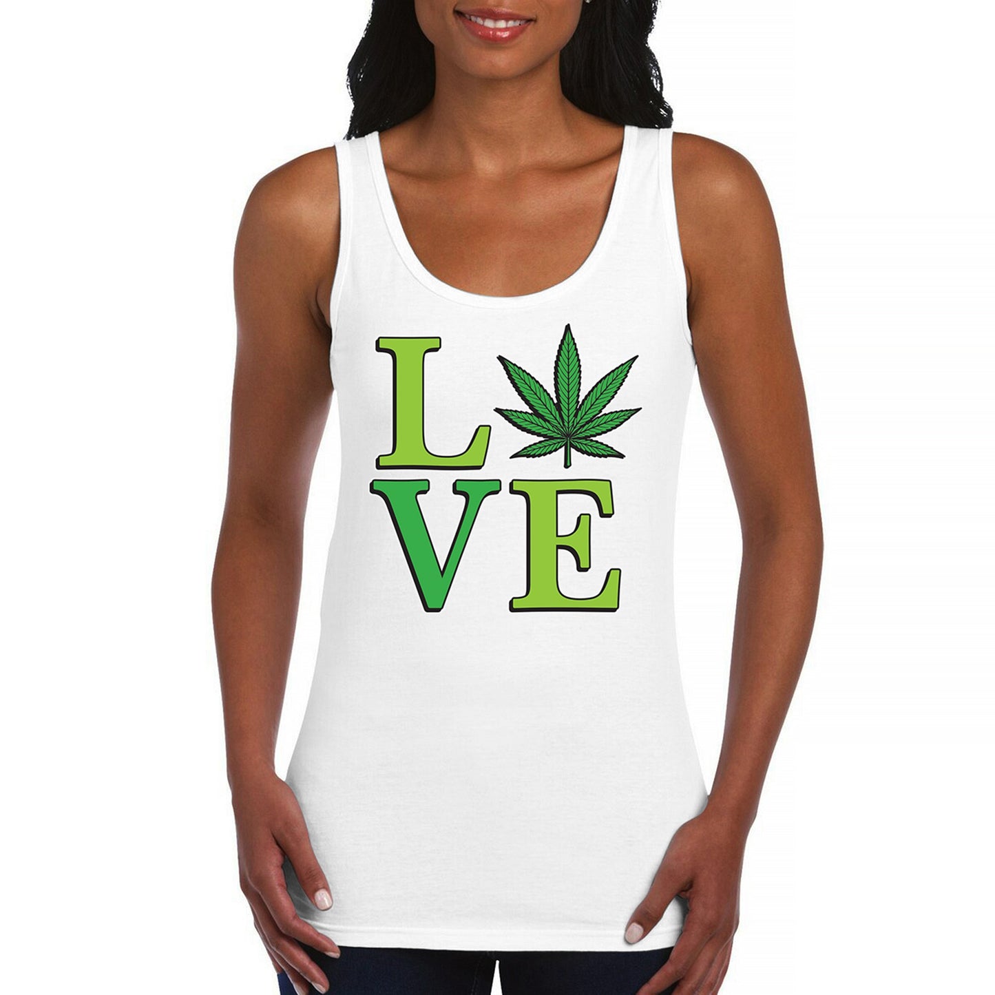Love Weed Leaf Women's Tank Top Cannabis 420 Wordplay 5 colors size S to 2XL
