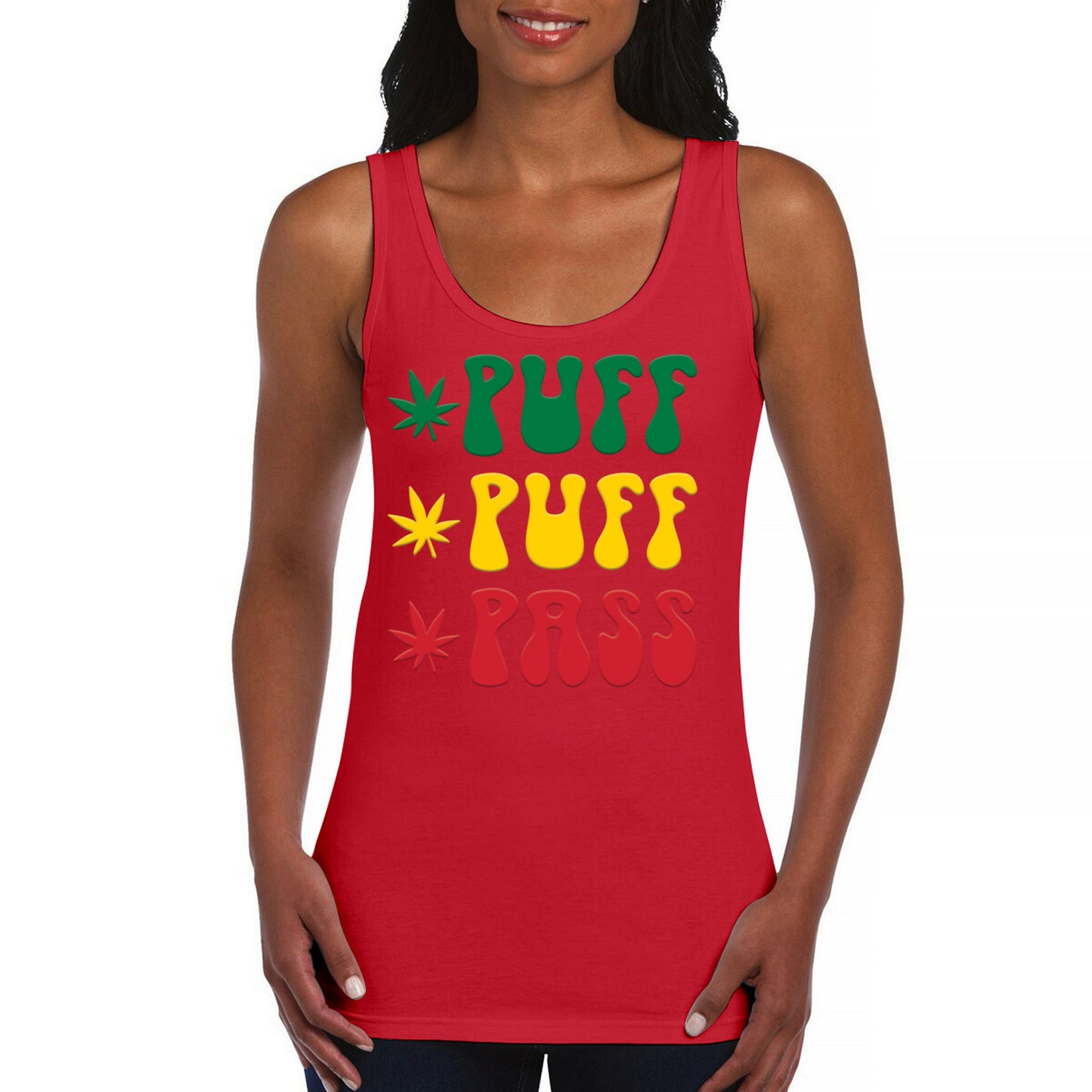 Puff Puff Pass Women's Tank Top 420 Pot Leaf 5 colors size M to 2XL
