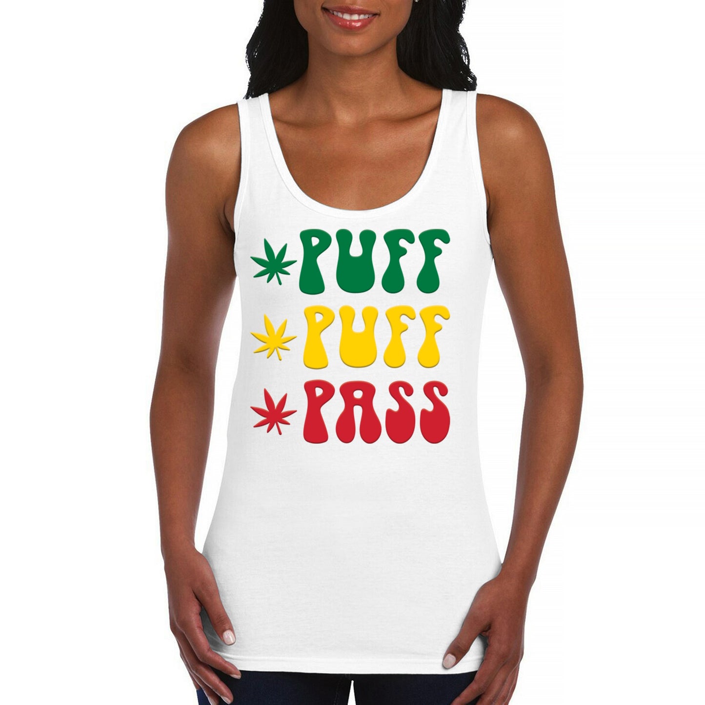 Puff Puff Pass Women's Tank Top 420 Pot Leaf 5 colors size M to 2XL