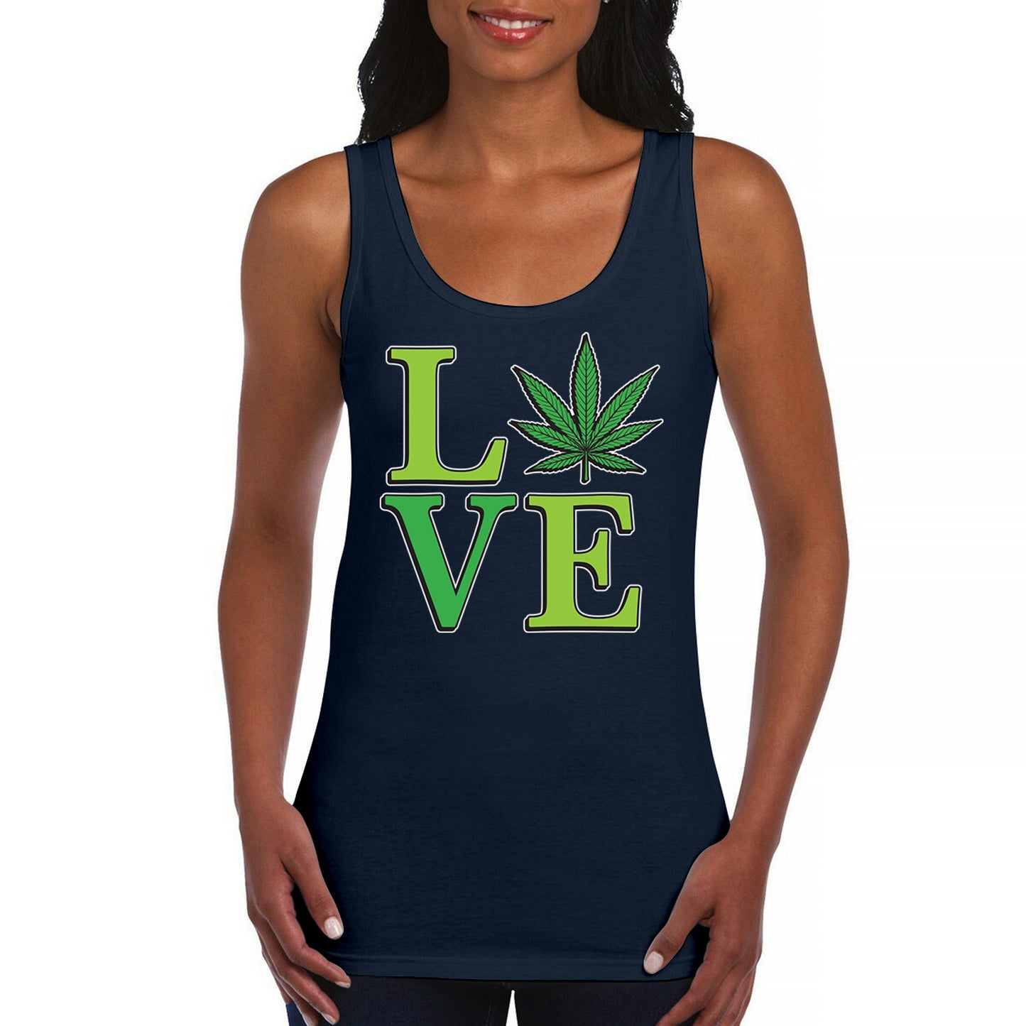 Love Weed Leaf Women's Tank Top Cannabis 420 Wordplay 5 colors size S to 2XL