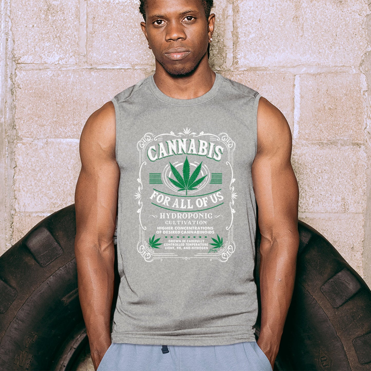 Muscle Shirt Funny 420 Weed Pot Leaf Smoking Marijuana Men's 5 colors size S to XL
