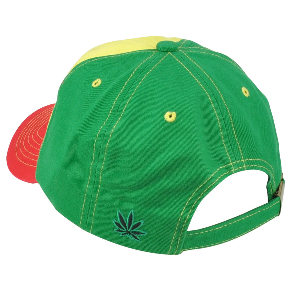 Marijuana Weed Leaf Cannabis Curved Bill Adjustable Relaxed Rasta Colors Hat Cap