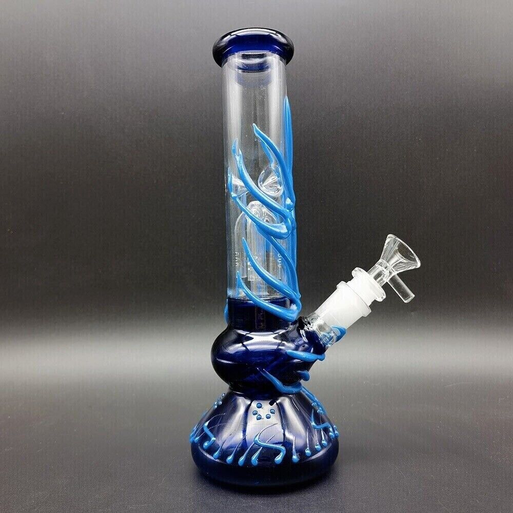 10" Glow in the Dark Bong Water Pipe Smoking Pipes Hookah Glass Percolator Bongs