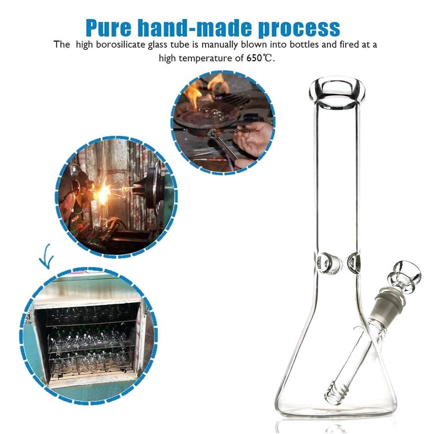 10 Inch Bongs Clear Glass Bong Smoking Hookah Heavy Glass Water Pipes 14mm Bowl - Maryjanes Bong Shop