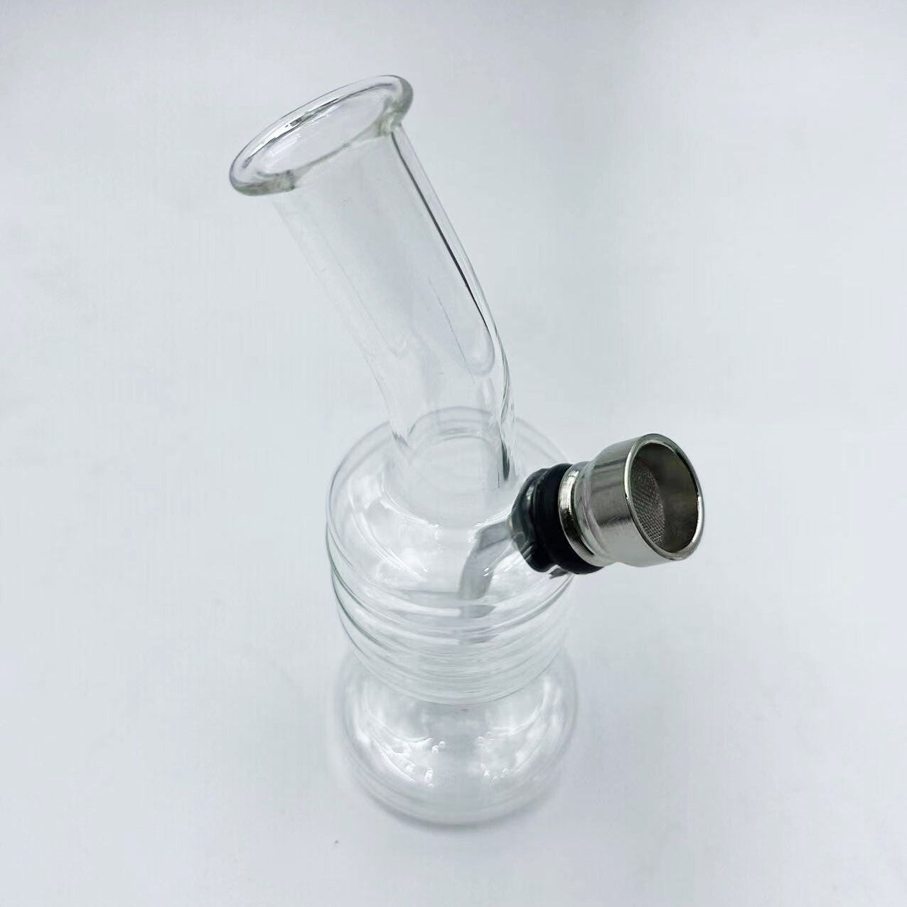 Exquisite Mini Glass Hookah, 4.72" Transparent Bend Mouth Spiral Glass Bong