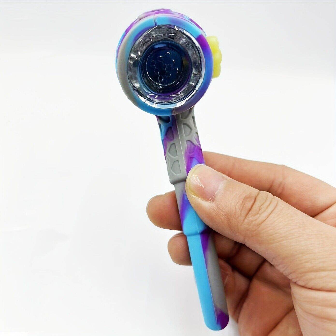 Silicone Smoking Pipe, Classic Vintage Silicone Tobacco Pipes with 9 Hole Glass - Maryjanes Bong Shop