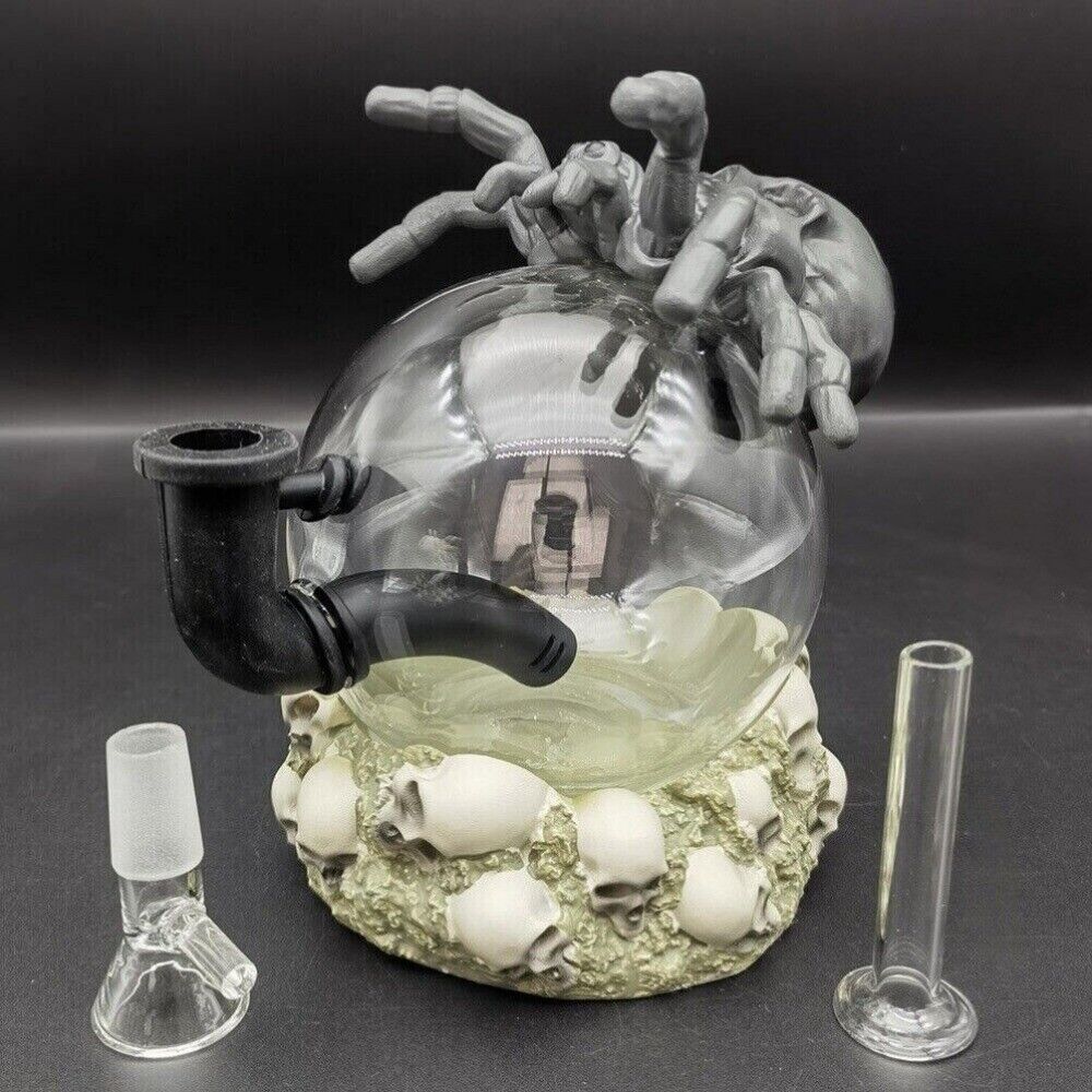 6.1" Skeleton Spider Hookah Silicone Water Pipe Shisha Smoking Bong + 14mm Bowl