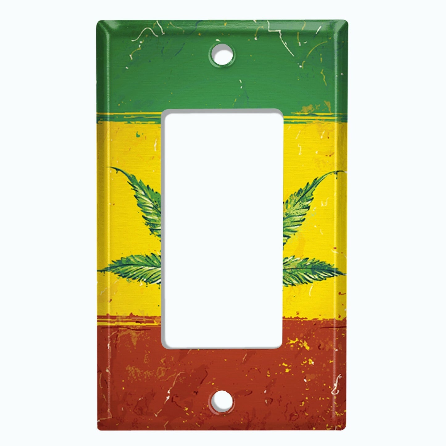 Metal Light Switch Cover Wall Plate Weed Flag Rasta