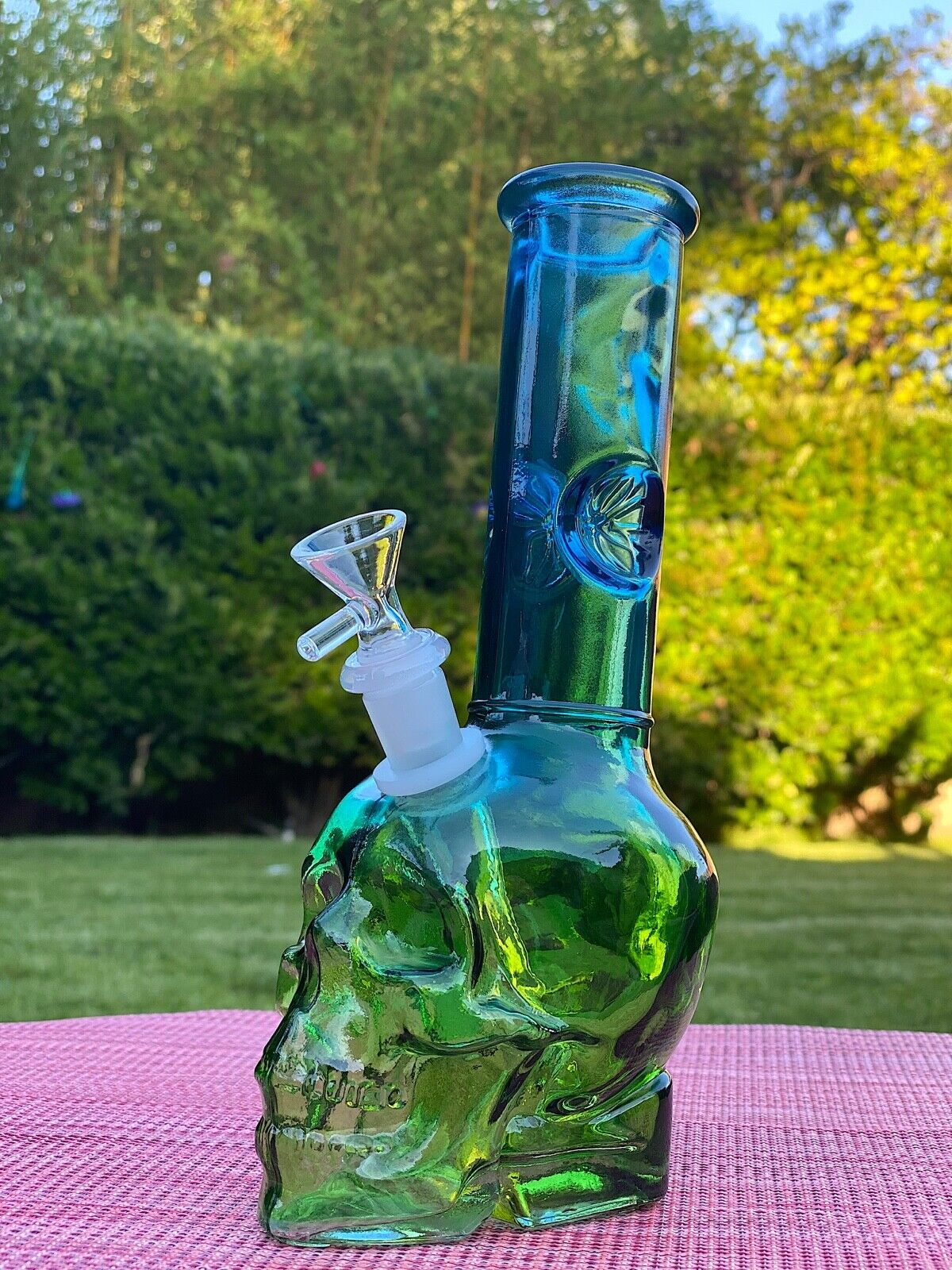 9" Halloween Skull Water Pipe Bong Hookah Thick Glass Bubbler Free Shipping