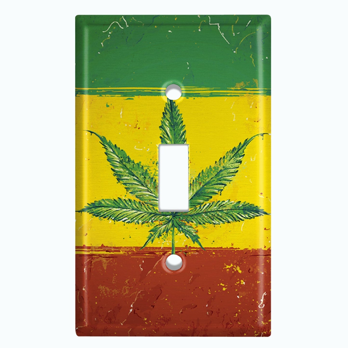 Metal Light Switch Cover Wall Plate Weed Flag Rasta