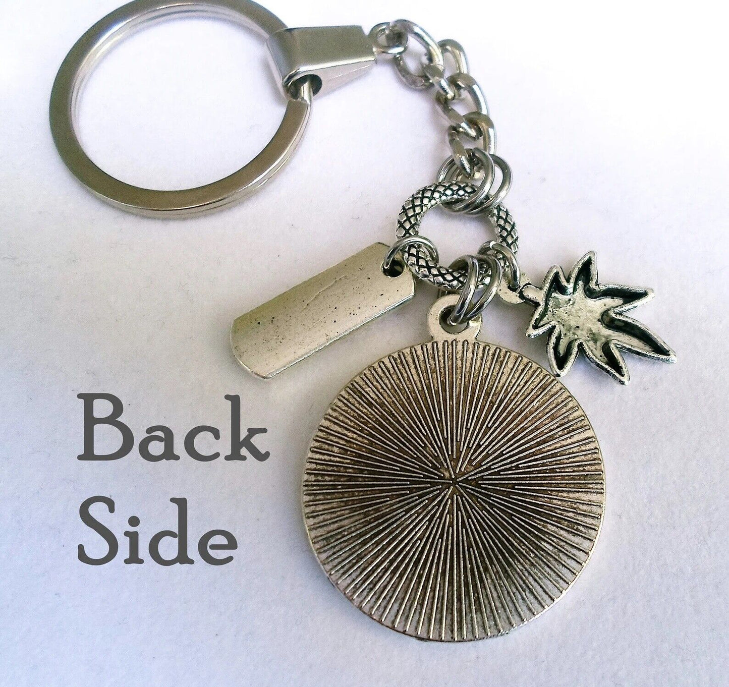 420 with Pot Leaf Keychain or Clip with Pot Leaf and Inspire Charms, Marijuana