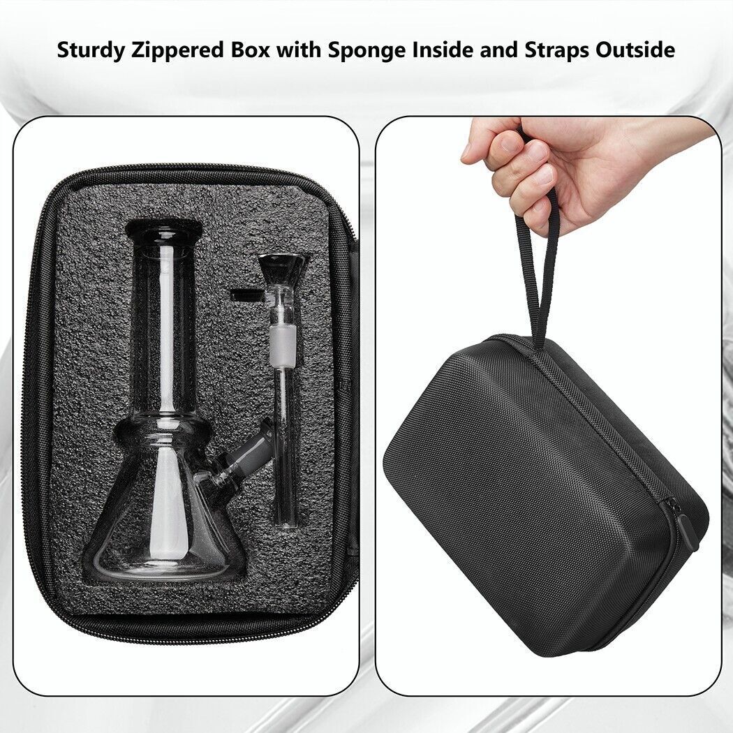 6" Small Glass Bong with Travel Box Smoking Tobacco Water Pipe 14MM Glass Bowl