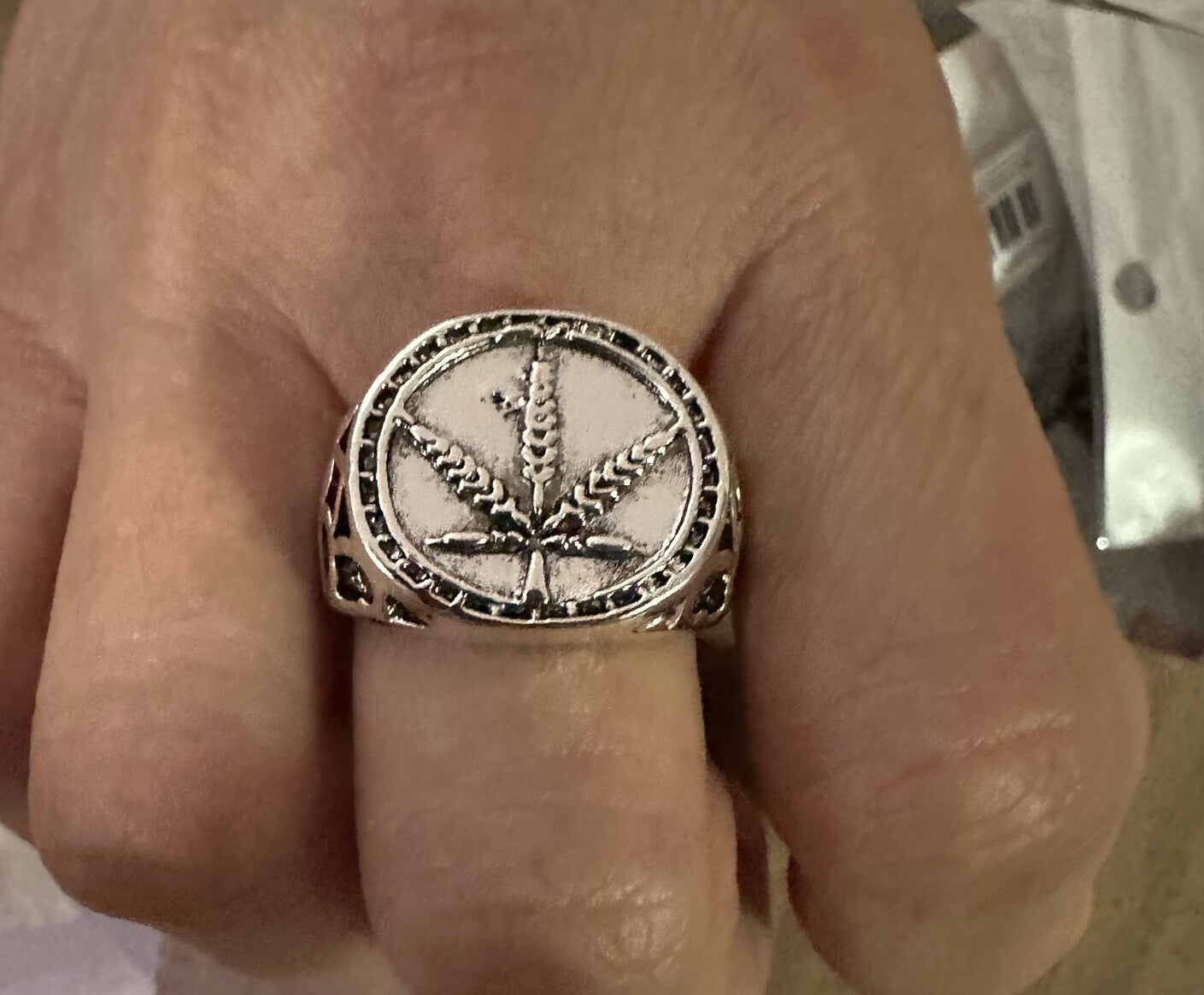 Marijuana Leaf Ring, Pot, Cannabis, Weed, Biker, Stoner, Punk, Metal, Rock size 8 to 11