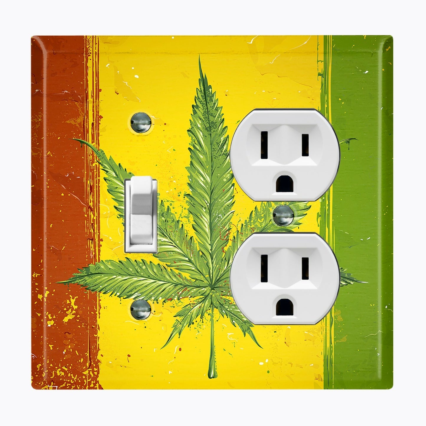 Metal Light Switch Cover Wall Plate Weed Flag Rasta