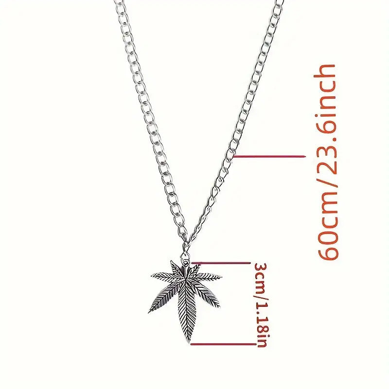 Cannabis Leaf Jewelry Silvery Hemp Marijuana Pot Pendant Necklace