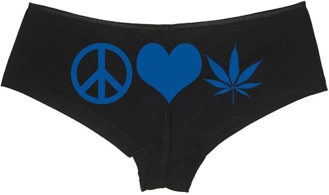 PEACE LOVE POT booty short underwear marijuana weed panties 15 colors size S to 3XL