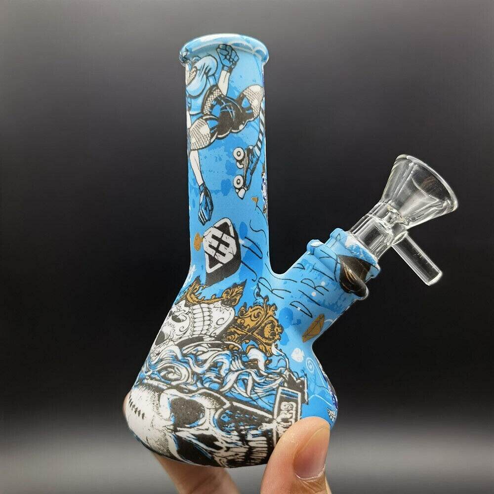 5'' Silicone Hookah Smoking Water Pipe Bong Bubbler Shisha W/ 14mm Glass Bowl US - Maryjanes Bong Shop