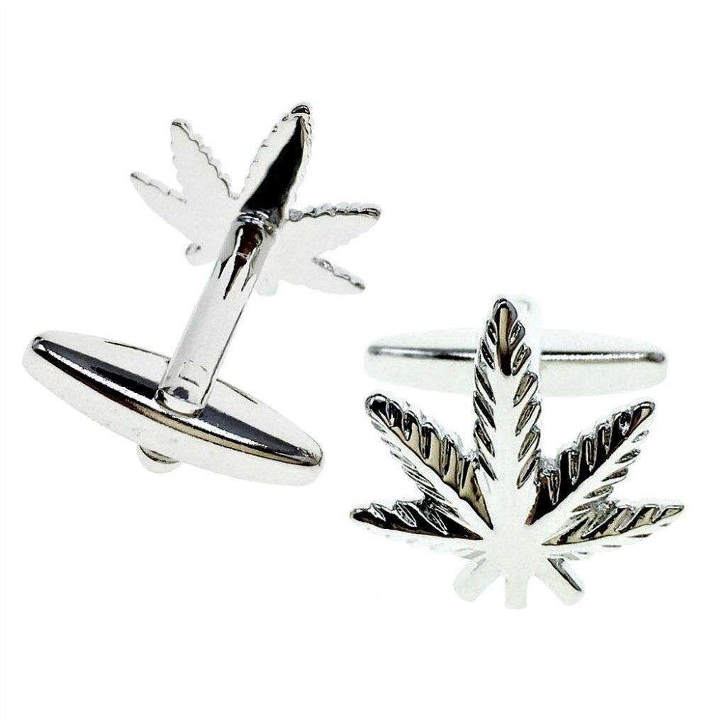POT LEAF CUFFLINKS Marijuana Cannabis 420 Weed NEW w GIFT BAG Stoner Wedding