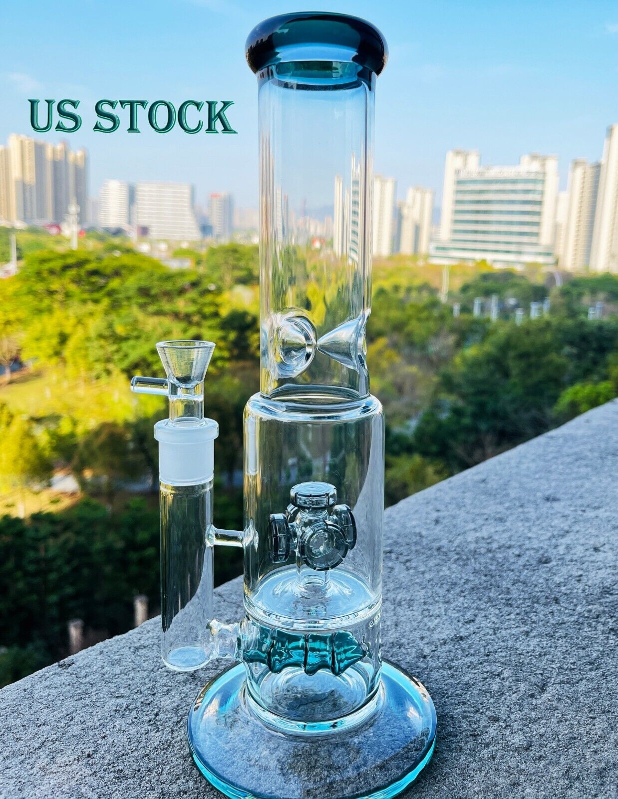 13" Heavy Glass Bong Percolate 1.9lb Bongs Smoking Hookah Water Pipe 18mm bowl