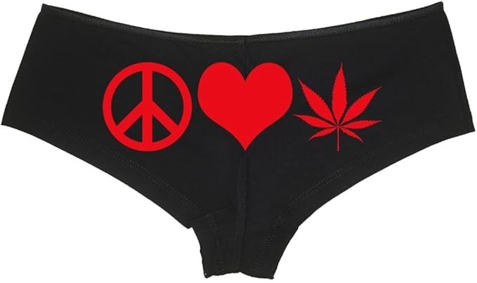 PEACE LOVE POT booty short underwear marijuana weed panties 15 colors size S to 3XL