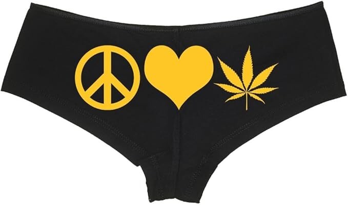 PEACE LOVE POT booty short underwear marijuana weed panties 15 colors size S to 3XL