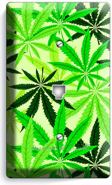 🍀GREEN CANNABIS MARIJUANA LEAFS LIGHT SWITCH OUTLETS WALL PLATES MAN CAVE DECOR