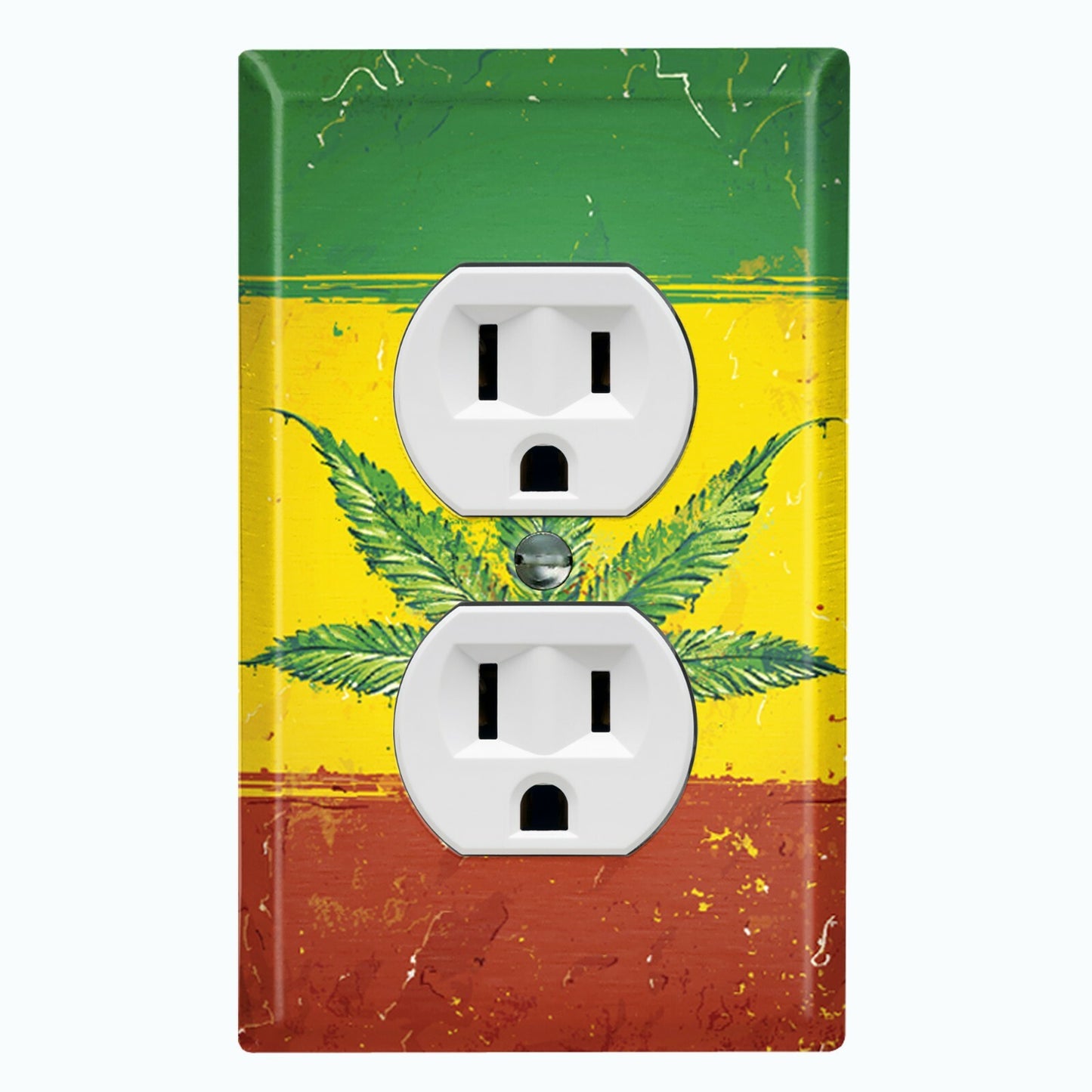 Metal Light Switch Cover Wall Plate Weed Flag Rasta