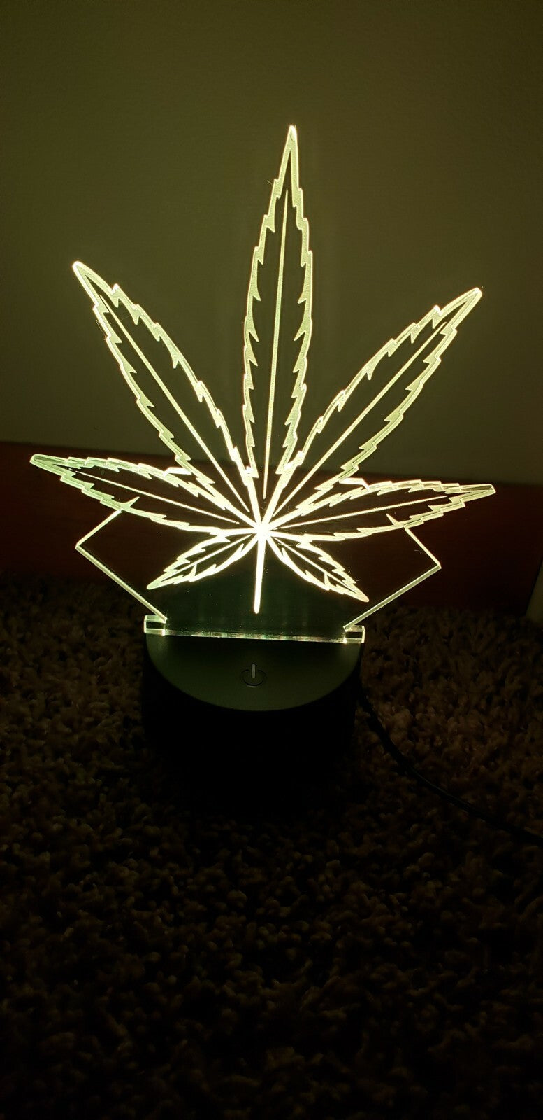 Pot Leaf 3D LED Night Light 16 Color Changing Acrylic Decor W/ Remote