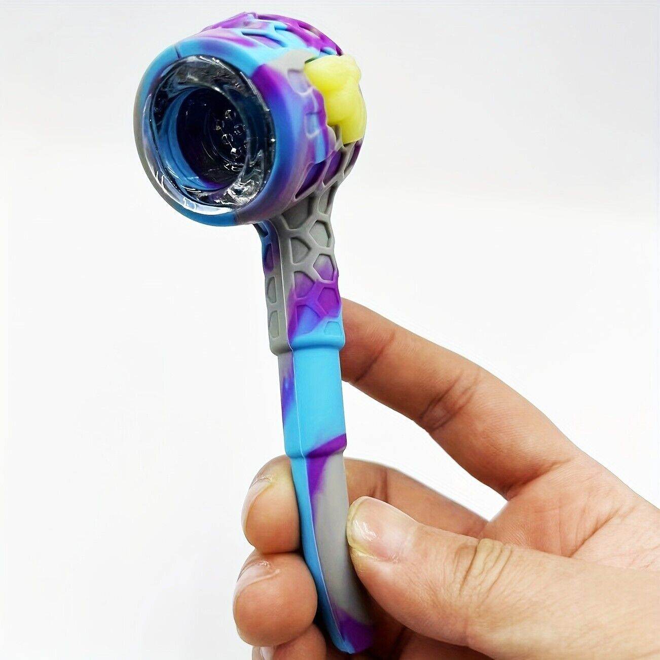 Silicone Smoking Pipe, Classic Vintage Silicone Tobacco Pipes with 9 Hole Glass - Maryjanes Bong Shop