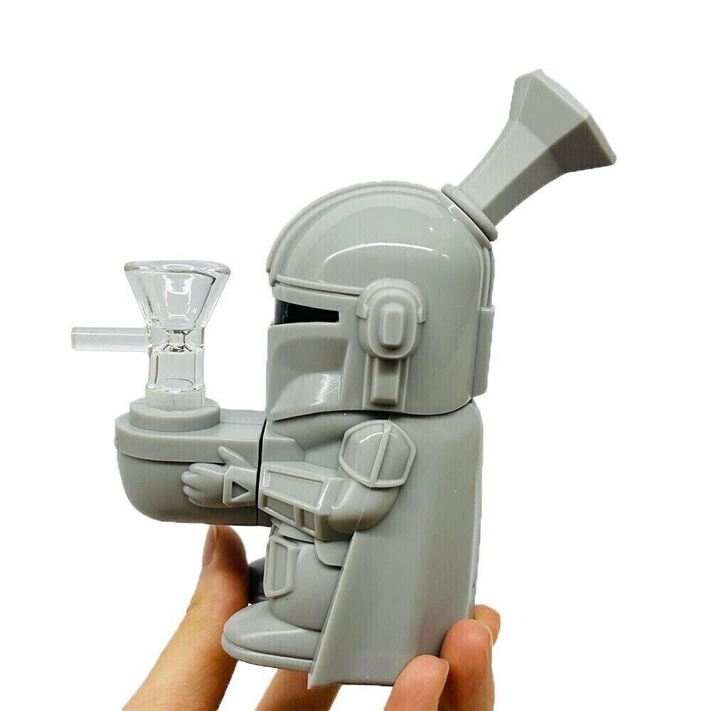 4.3" Silicone Bong Hookah Gray Soldiers Water Pipe Smoking Pipes W/ Glass Bowl