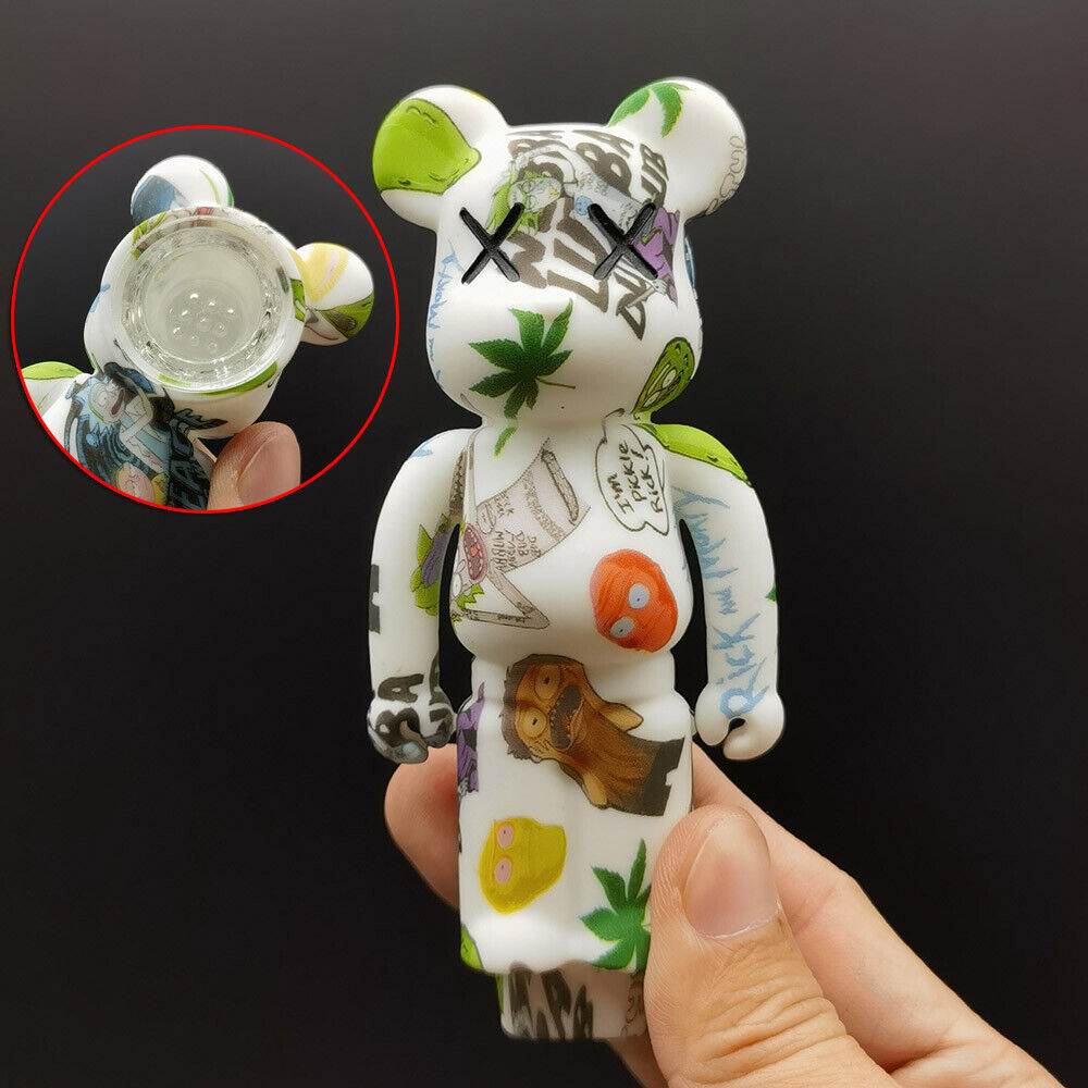 4 inch Silicone Pipes Angry Bear Shape Hand Pipe Smoking Hand Bong + Bowl US - Maryjanes Bong Shop