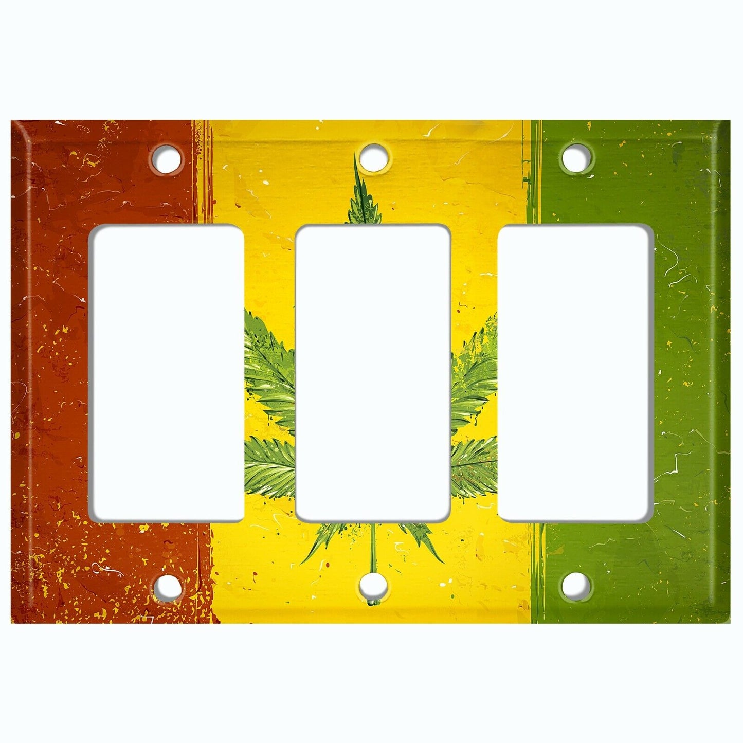 Metal Light Switch Cover Wall Plate Weed Flag Rasta