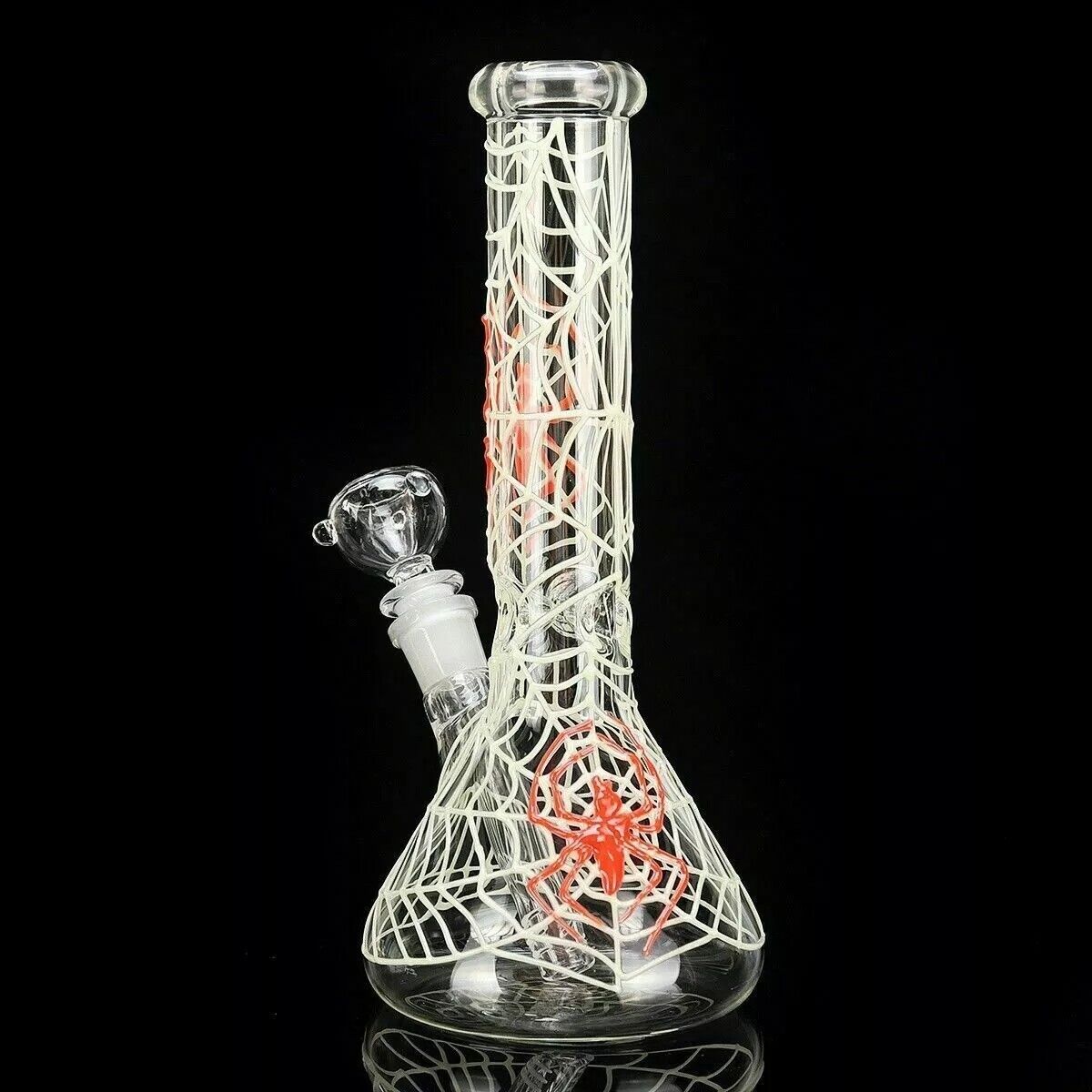 11" Glow in the Dark Spider Glass Hookah Water Pipe Smoking Pipes Beaker Bongs