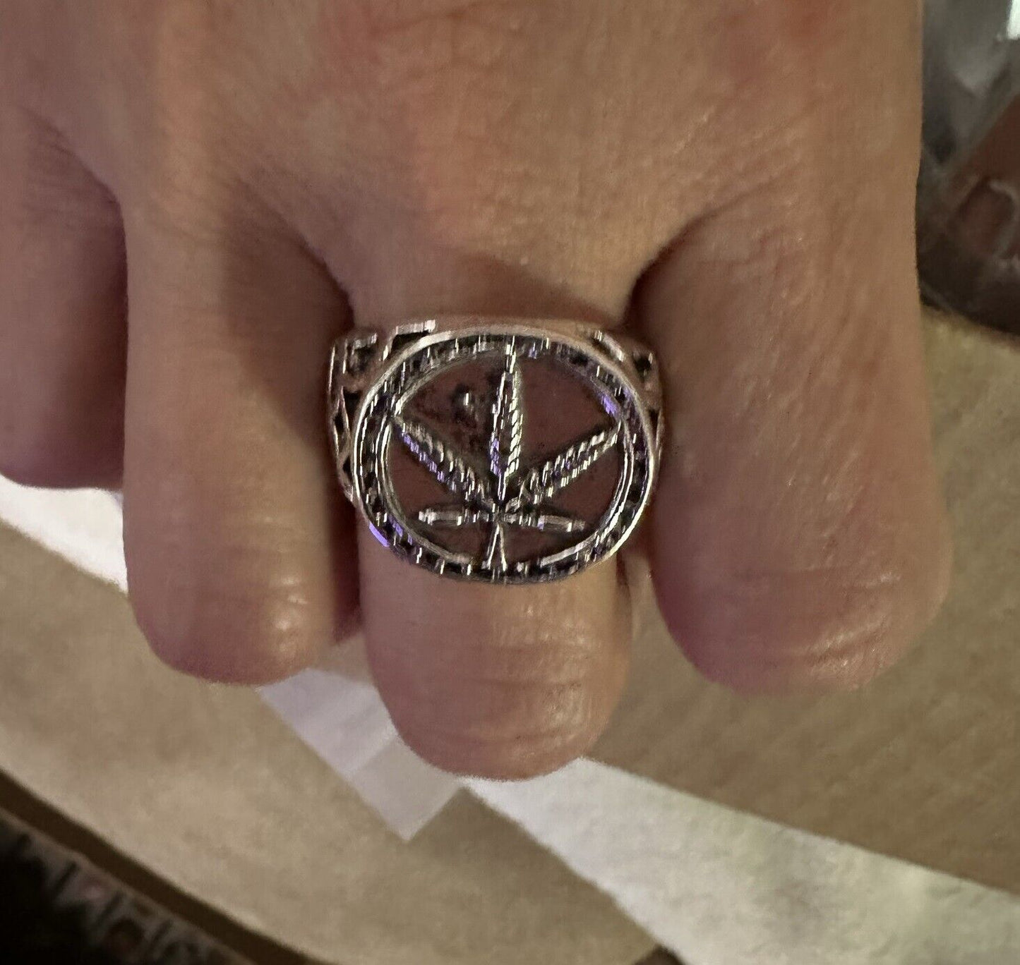 Marijuana Leaf Ring, Pot, Cannabis, Weed, Biker, Stoner, Punk, Metal, Rock size 8 to 11