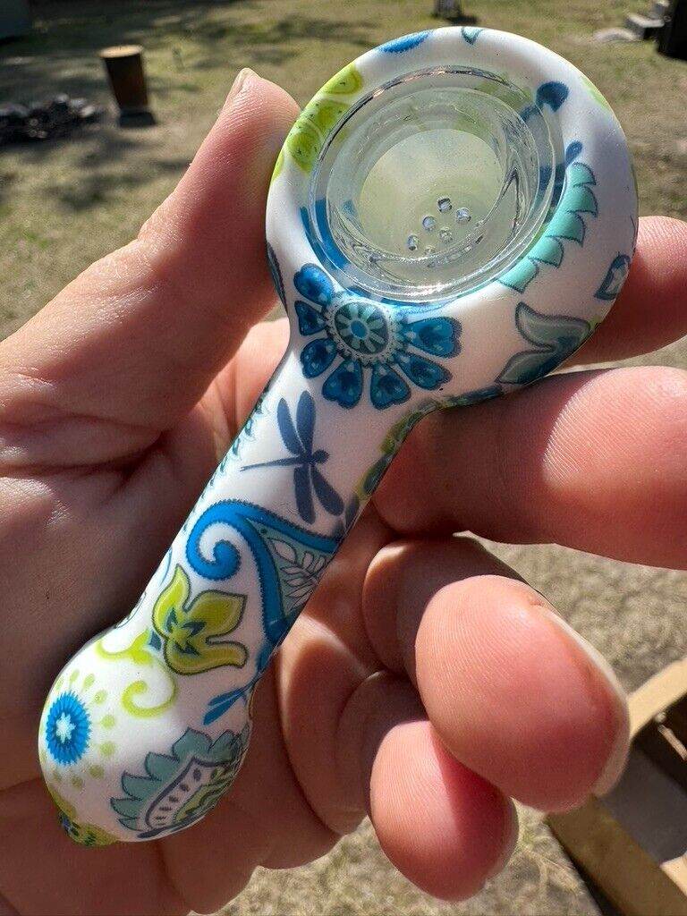 SILICONE SMOKING PIPE W/ GLASS BOWl US SELLER Fast Ship - Maryjanes Bong Shop