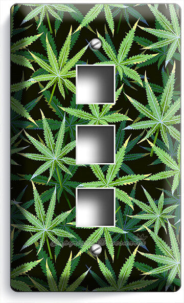 CANNABIS MARIJUANA LEAF PATTERN LIGHT SWITCH OUTLETS WALL PLATES MAN CAVE DECOR