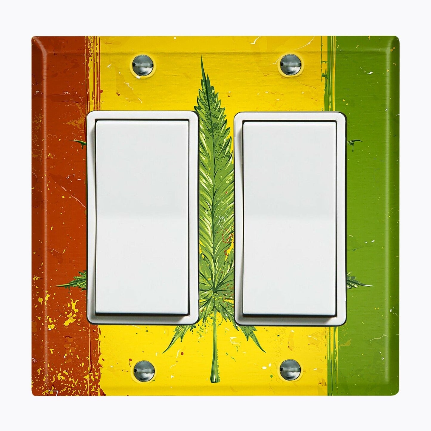 Metal Light Switch Cover Wall Plate Weed Flag Rasta