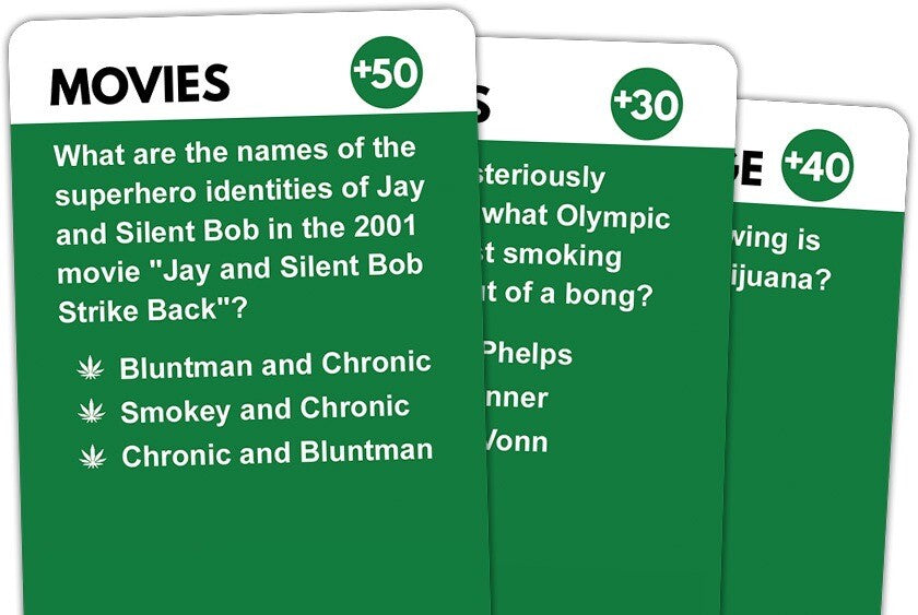 NEW Stoner Trivia Card Game Marijuana Gift: Movies, Music, History, Bust, + More