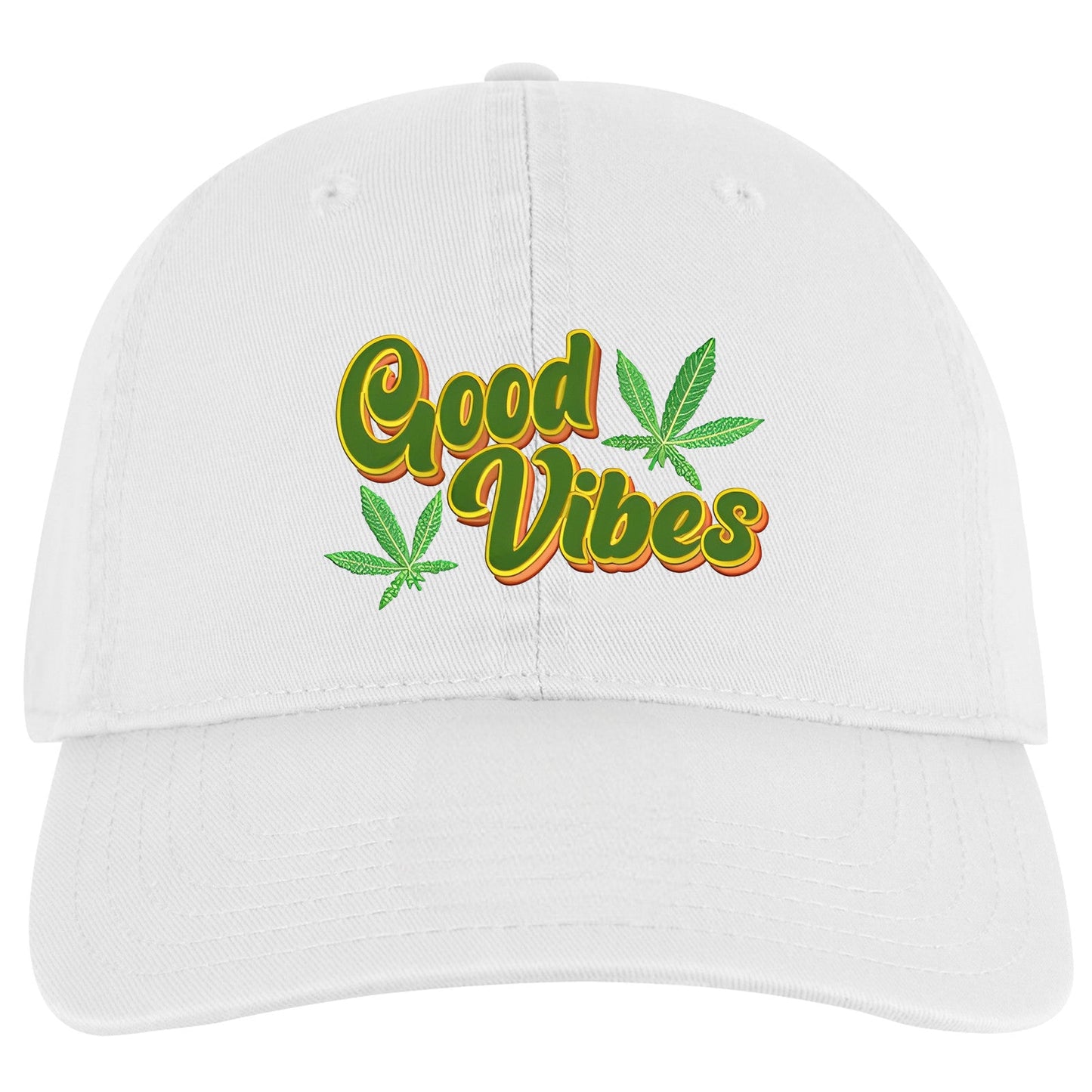 420 Good Vibes Weed Leaf Embroidered Twill Cap by Trenz Shirt Company