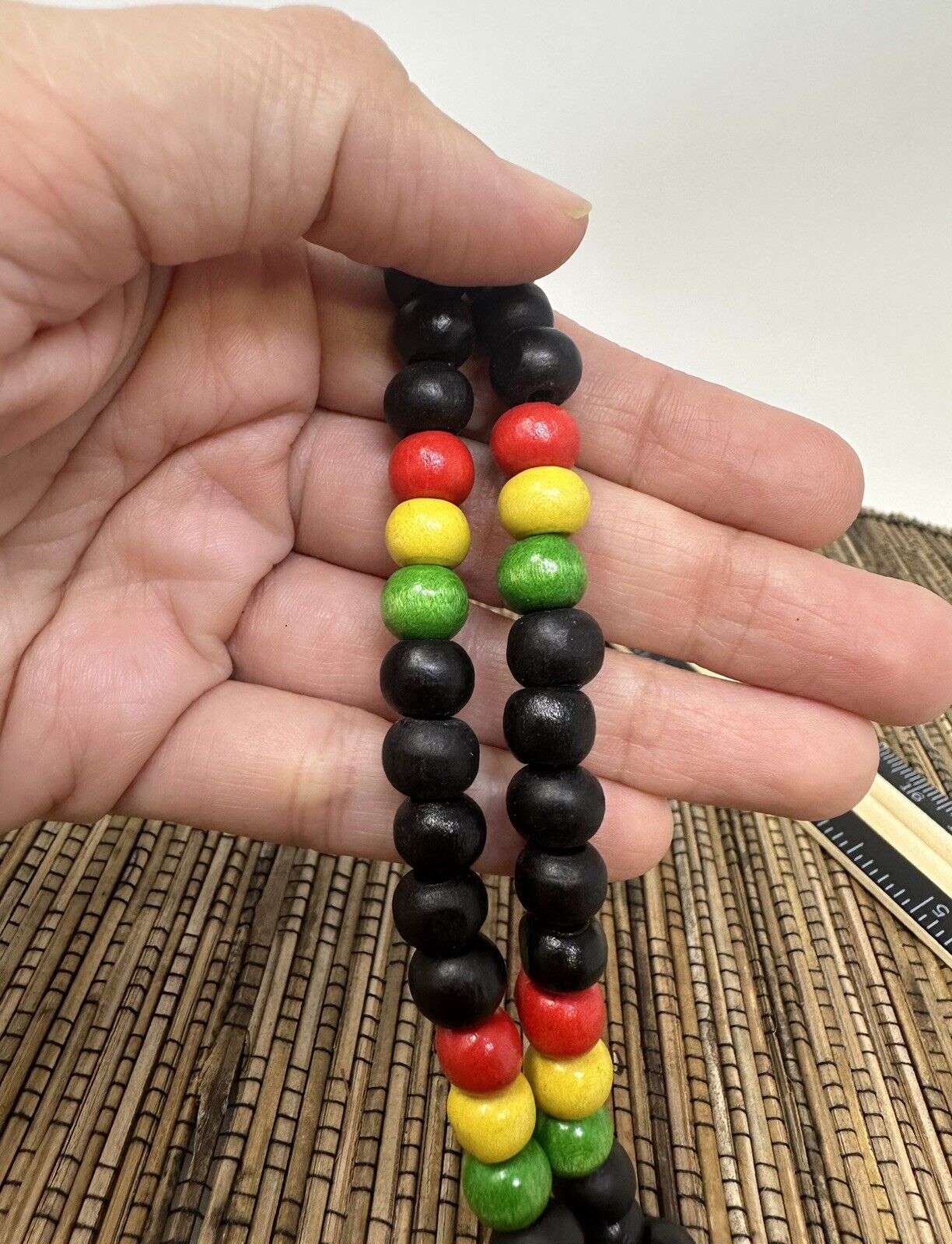 Marijuana leaf rasta pendant wood beaded necklace Cannabis Weed Pot Necklace