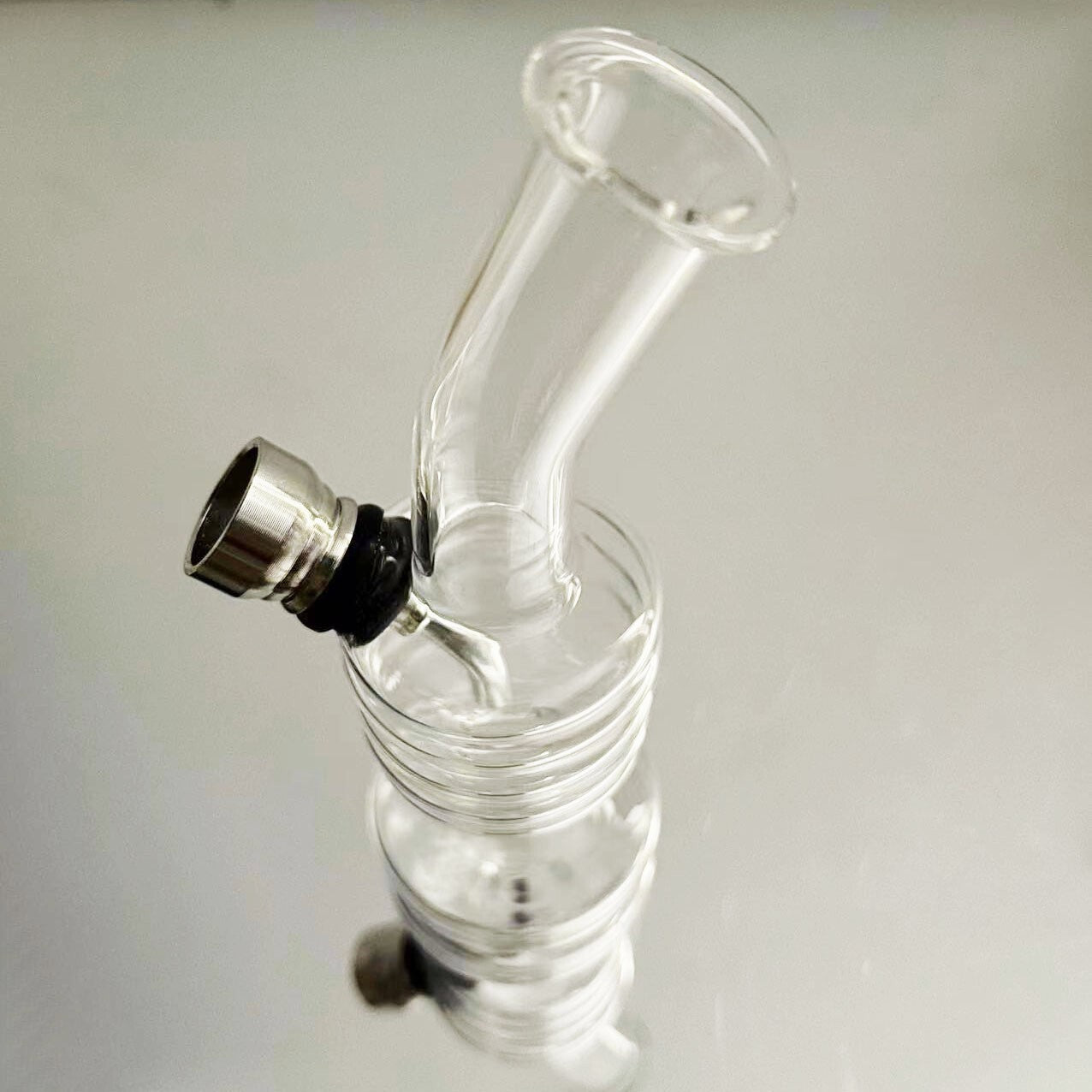 Exquisite Mini Glass Hookah, 4.72" Transparent Bend Mouth Spiral Glass Bong