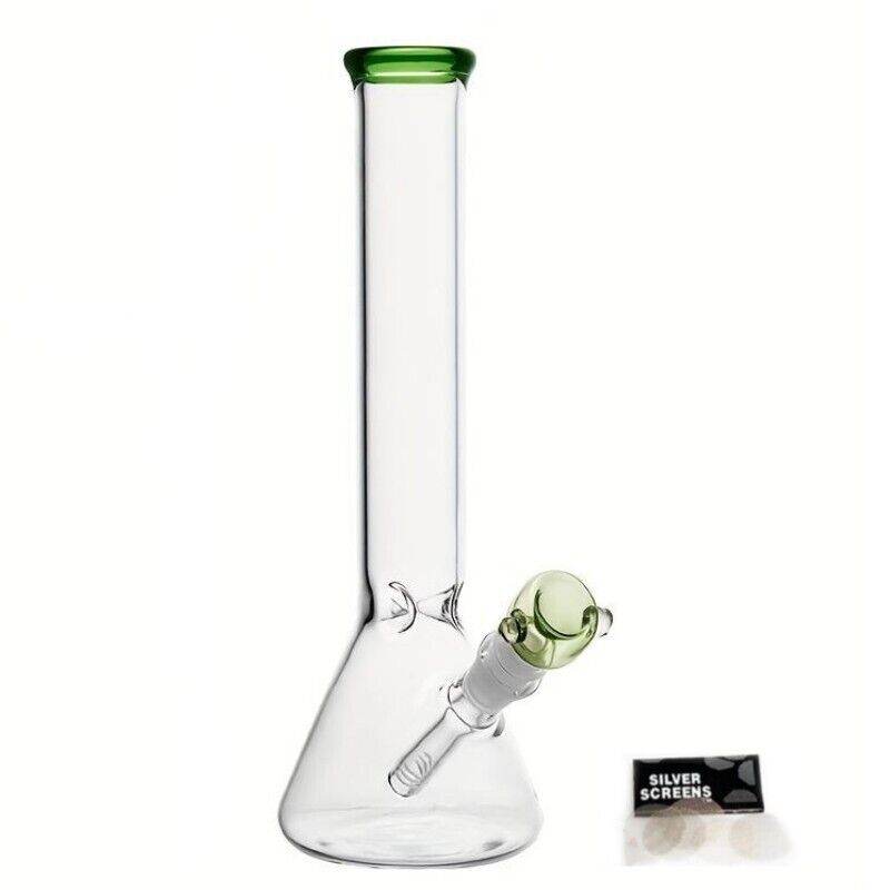 10 Inch Bongs Green Glass Bong Smoking Hookah Glass Water Pipes 14mm Bowl Beaker - Maryjanes Bong Shop