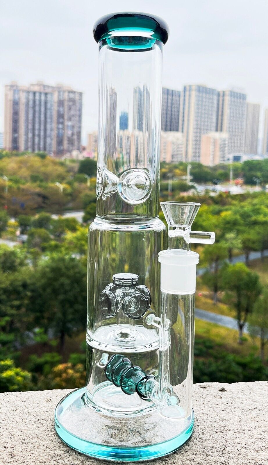 13" Heavy Glass Bong Percolate 1.9lb Bongs Smoking Hookah Water Pipe 18mm bowl
