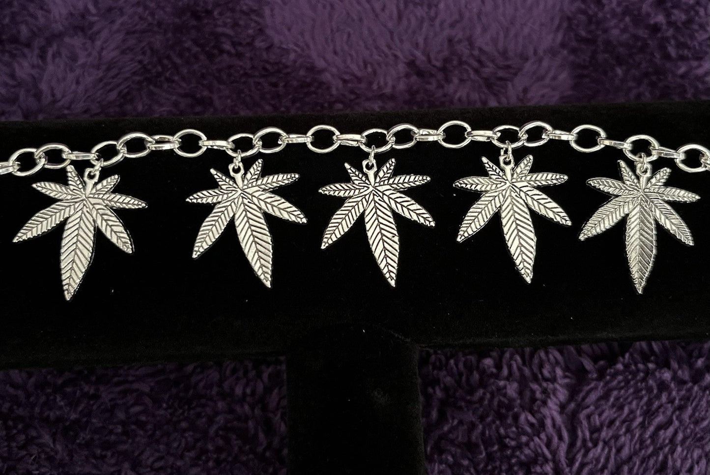 Beautiful Pot Leaf Charm Bracelet (5- 25mmX22mm charms) 420 Friendly